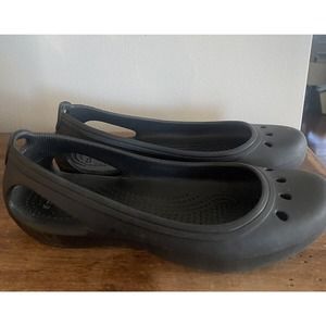 Crocs Ballet Flats Girls Size 5 M Black‎ Casual Slip On Shoes Comfort Youth